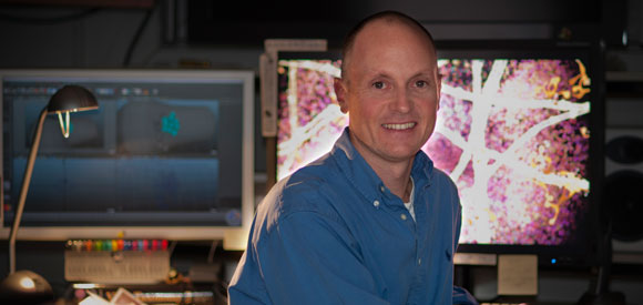 portrait of Drew Berry in his studio at WEHI